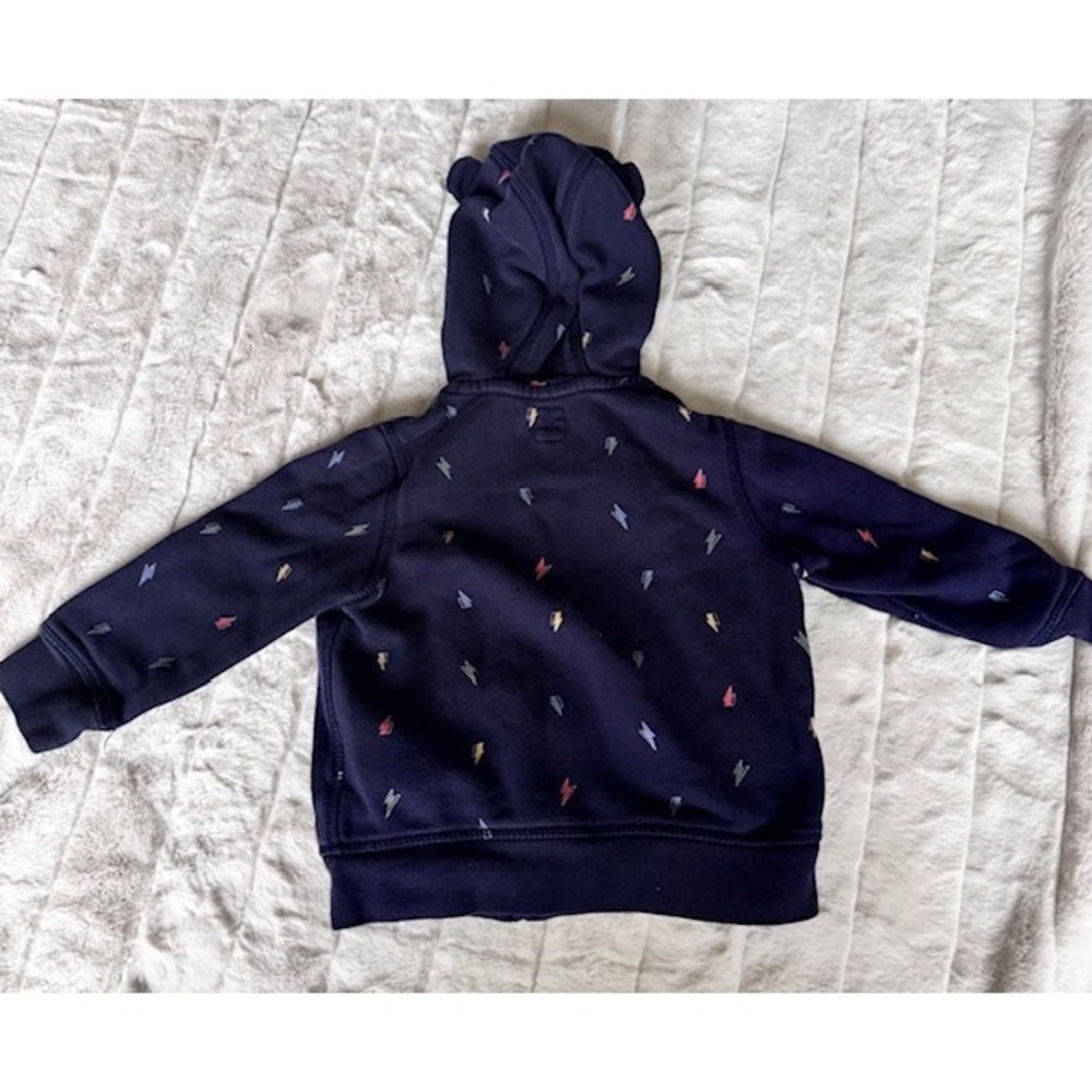 Baby Gap Navy Lightning Bolt Zip Up Hoodie Bear Ears Logo Blue 18-24 Months - Picture 4 of 5